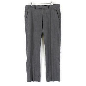 DAMAGED Hugo Boss The Grand Central Wool Gray Flat Front Dress Pants 35/30 Low R